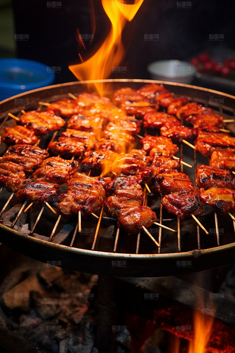 BBQ烧烤聚餐火辣摄影图