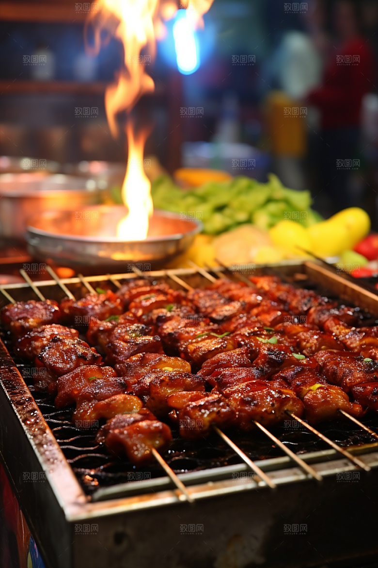 BBQ烧烤聚会肉类摄影图