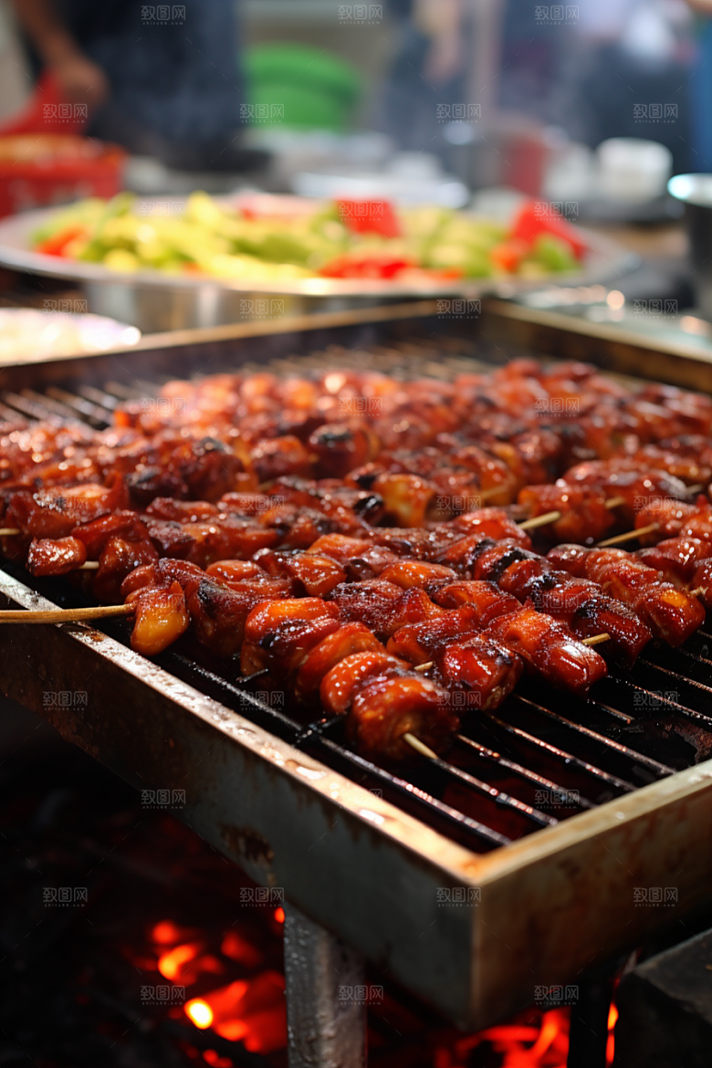 BBQ烧烤聚餐肉类摄影图