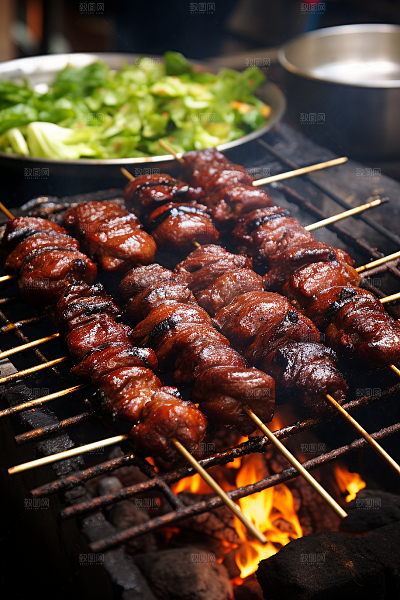 BBQ烧烤烤串火辣摄影图