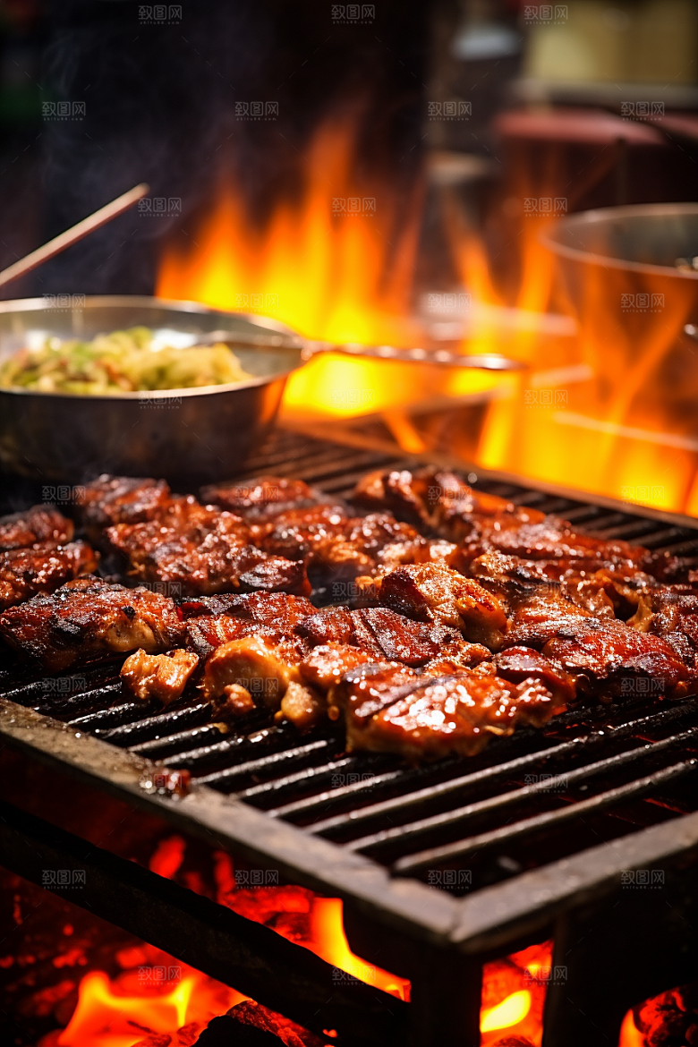 BBQ烧烤美味肉串摄影图
