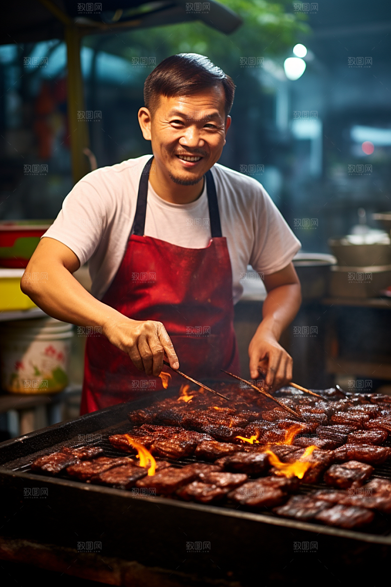 BBQ烧烤聚餐烤串摄影图