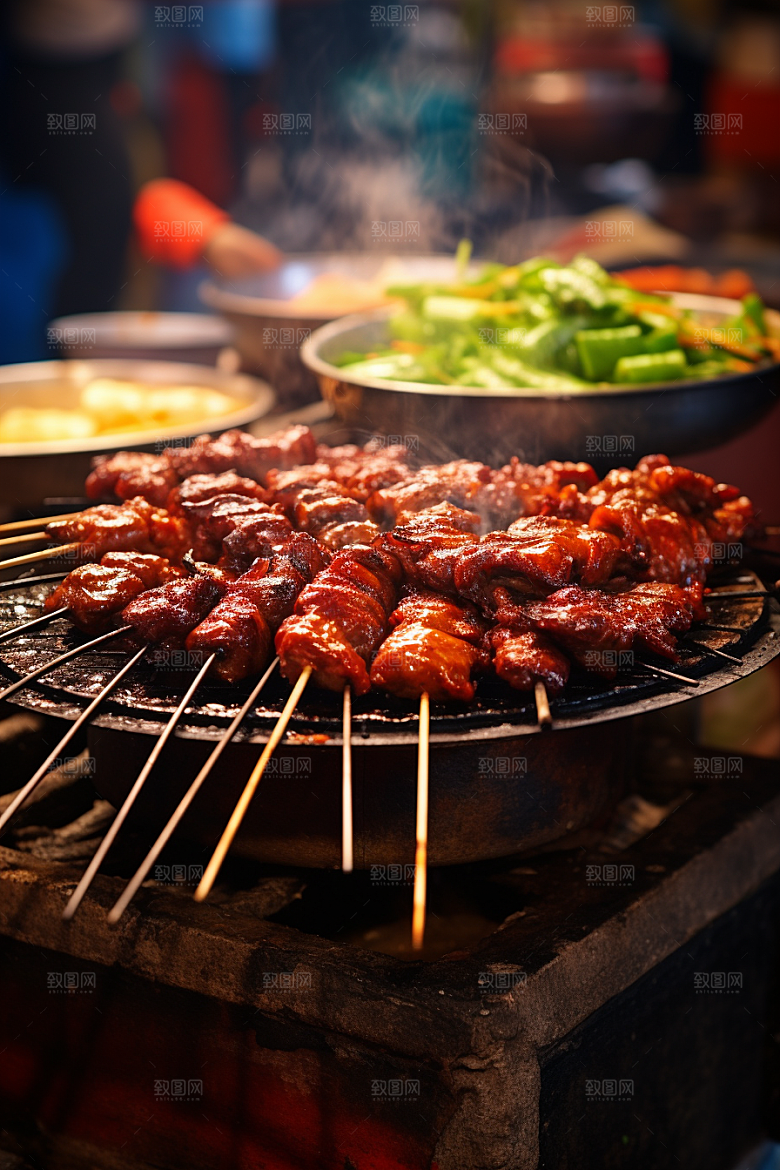 BBQ烧烤火热广告摄影图