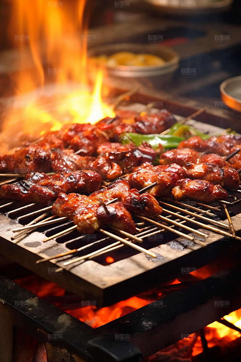 BBQ烧烤肉串烤串摄影图