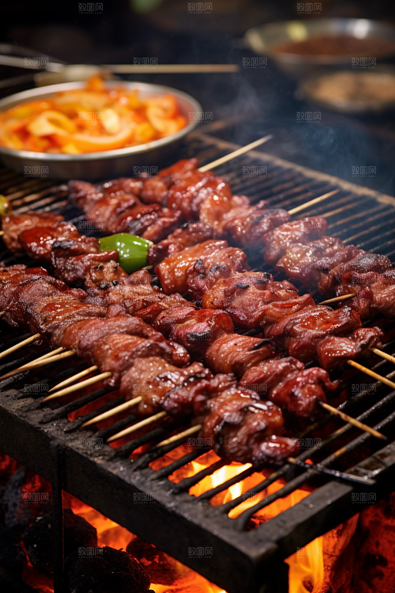 BBQ烧烤聚餐肉食摄影图
