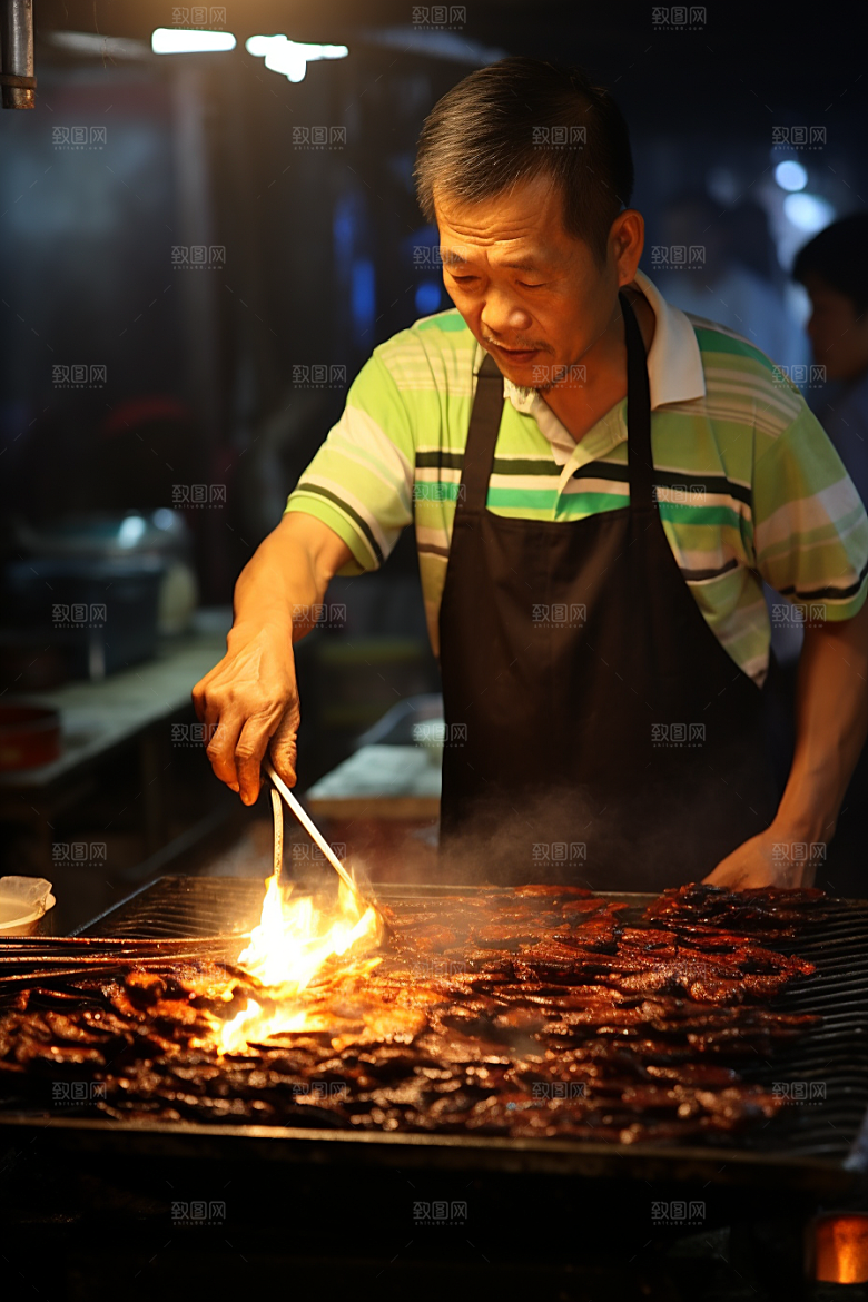 BBQ烧烤烤串肉食摄影图