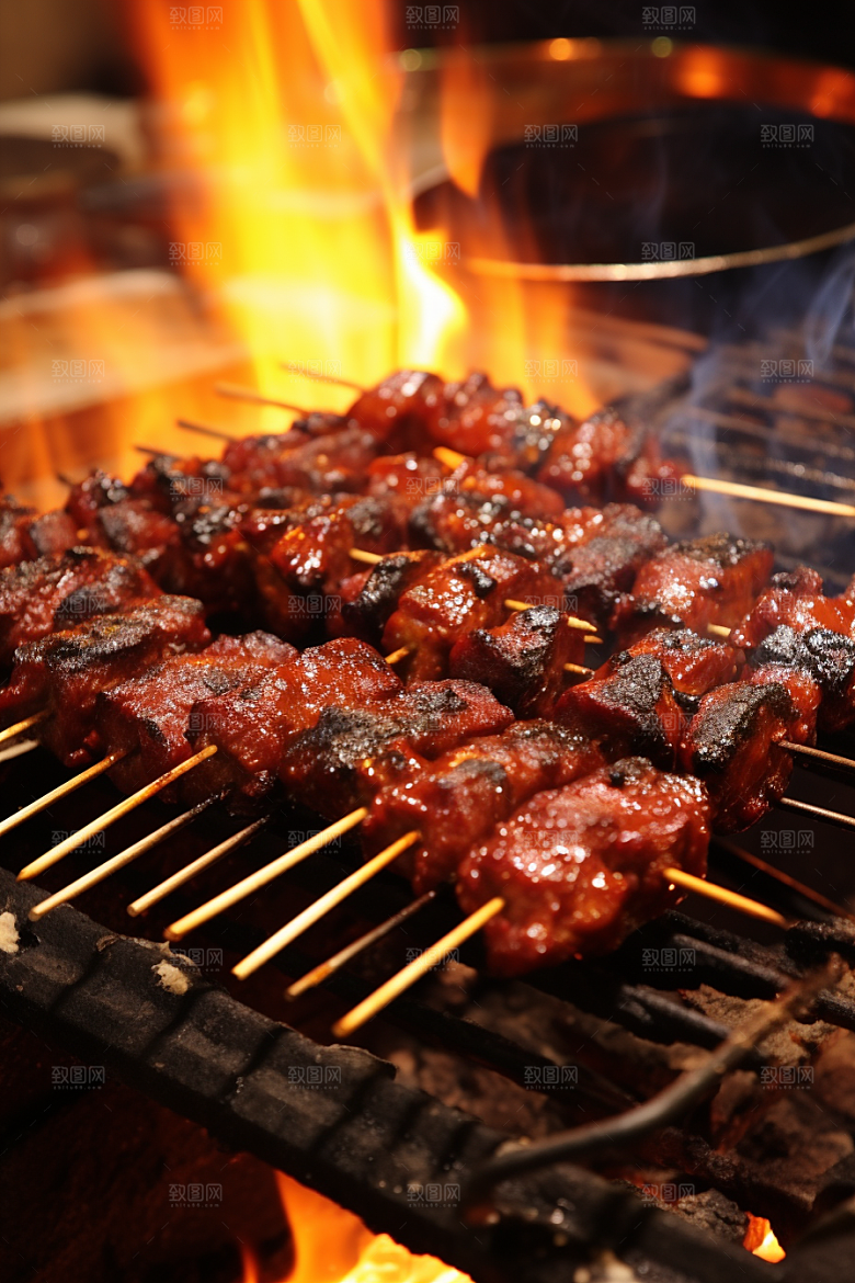 BBQ烧烤肉串高清摄影图
