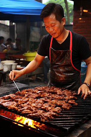 BBQ烧烤肉串高清摄影图