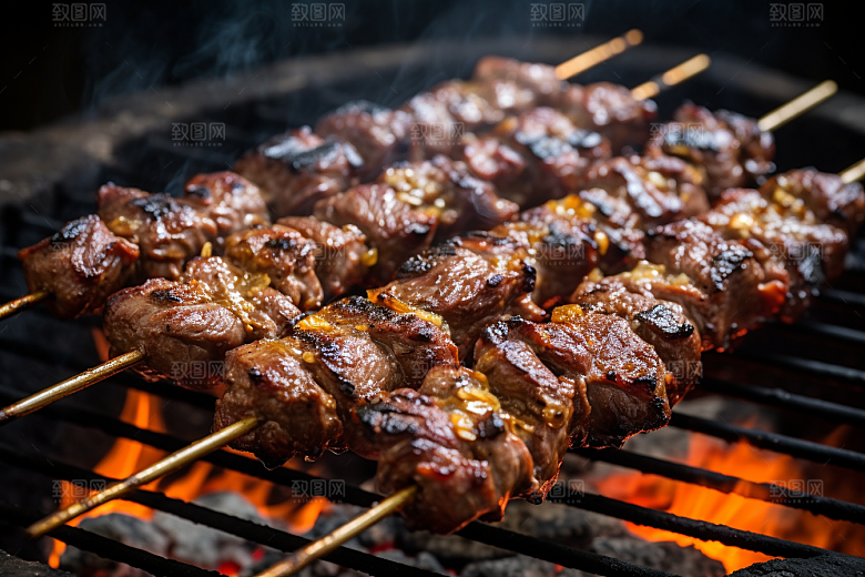 BBQ烧烤高清肉串摄影图
