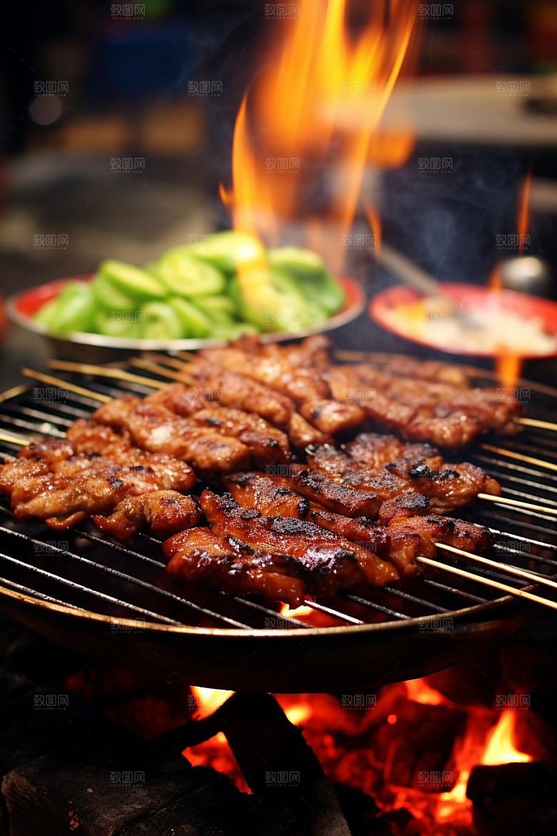 BBQ烧烤聚餐美食摄影图