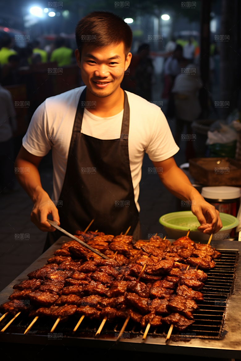 BBQ烧烤烤串肉类摄影图
