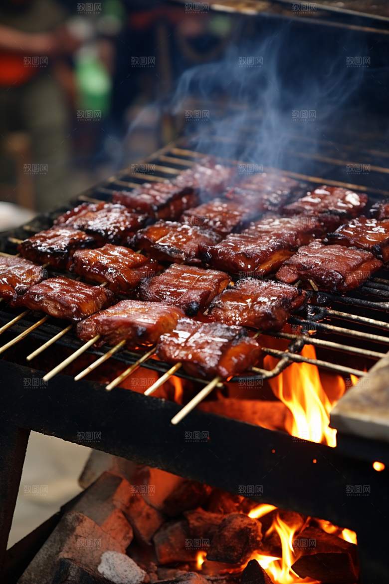 BBQ烧烤聚餐肉类摄影图