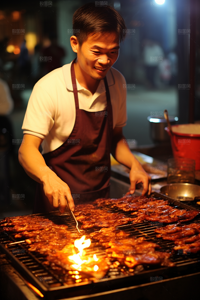 BBQ烧烤美食肉类摄影图