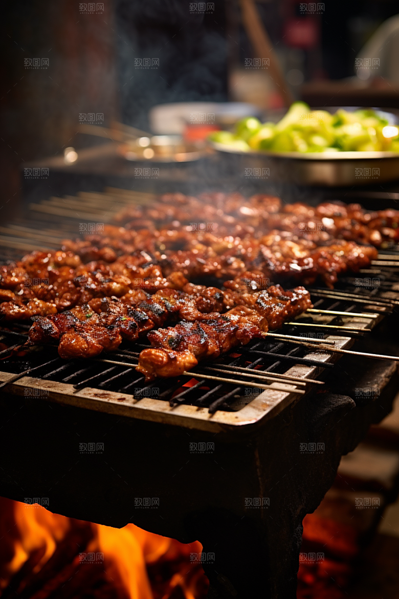 BBQ烧烤火热烤串摄影图