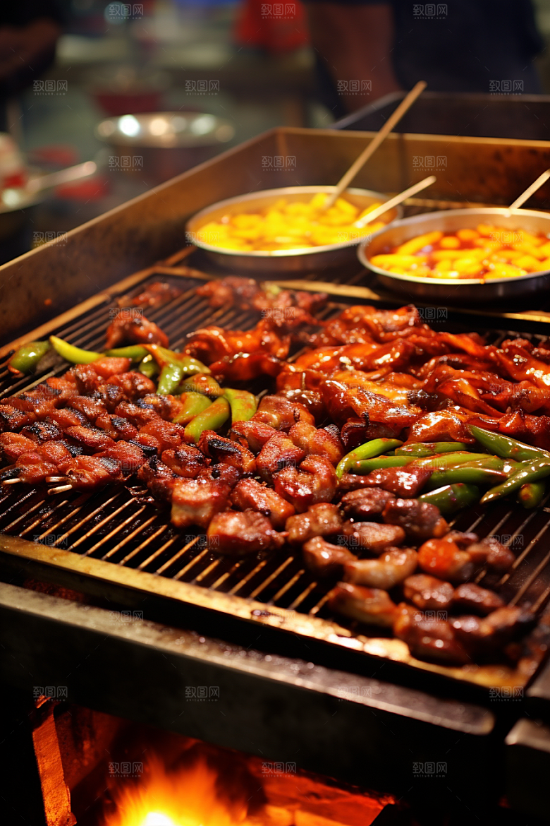 BBQ烧烤火辣火热摄影图