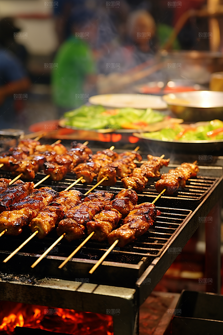 BBQ烧烤聚餐火热摄影图