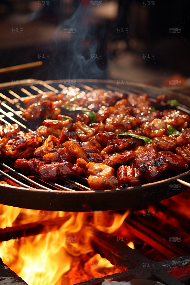 BBQ烧烤火热肉食摄影图