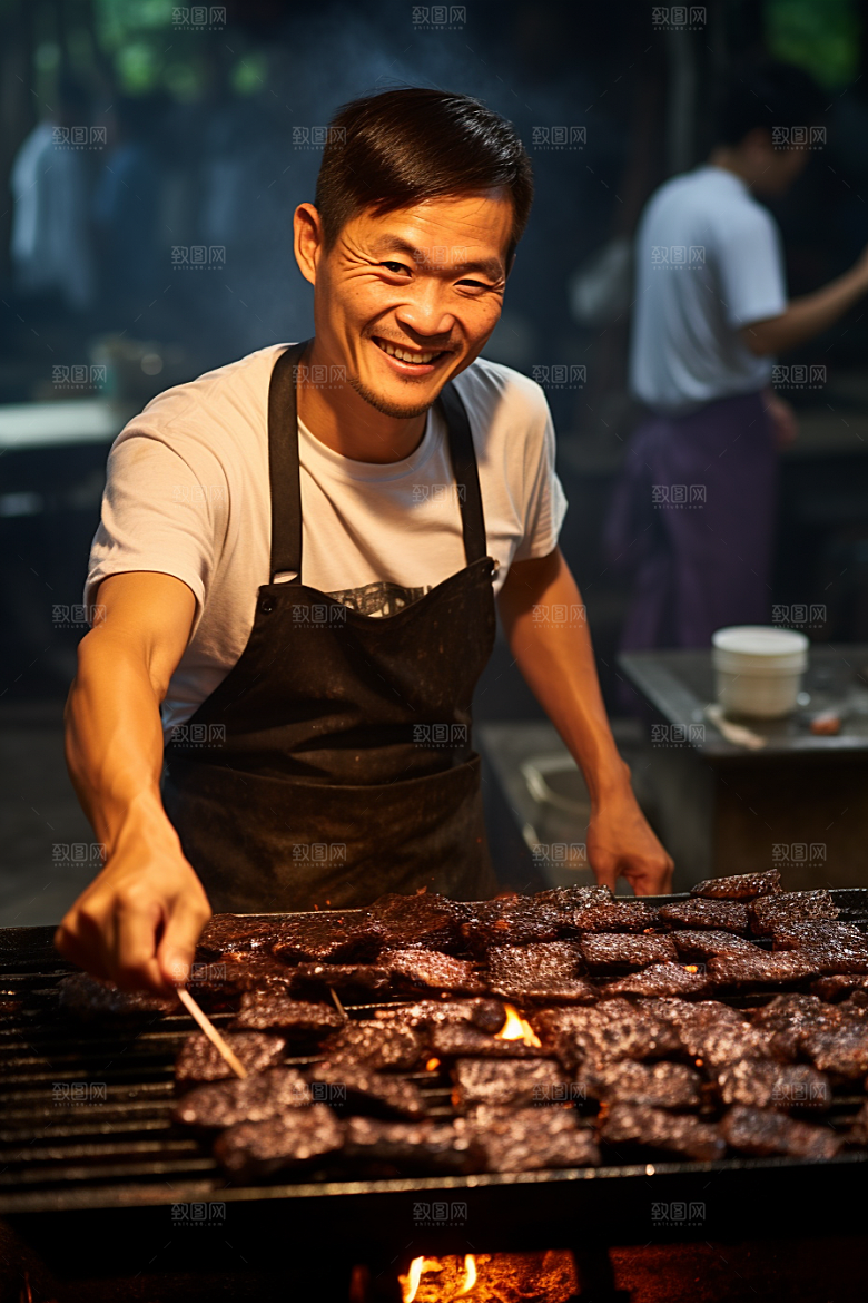BBQ烧烤美食火辣摄影图