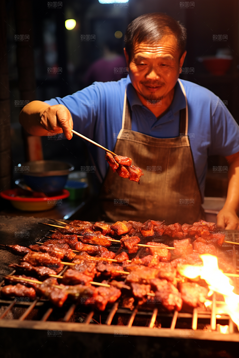 BBQ烧烤肉食火热摄影图