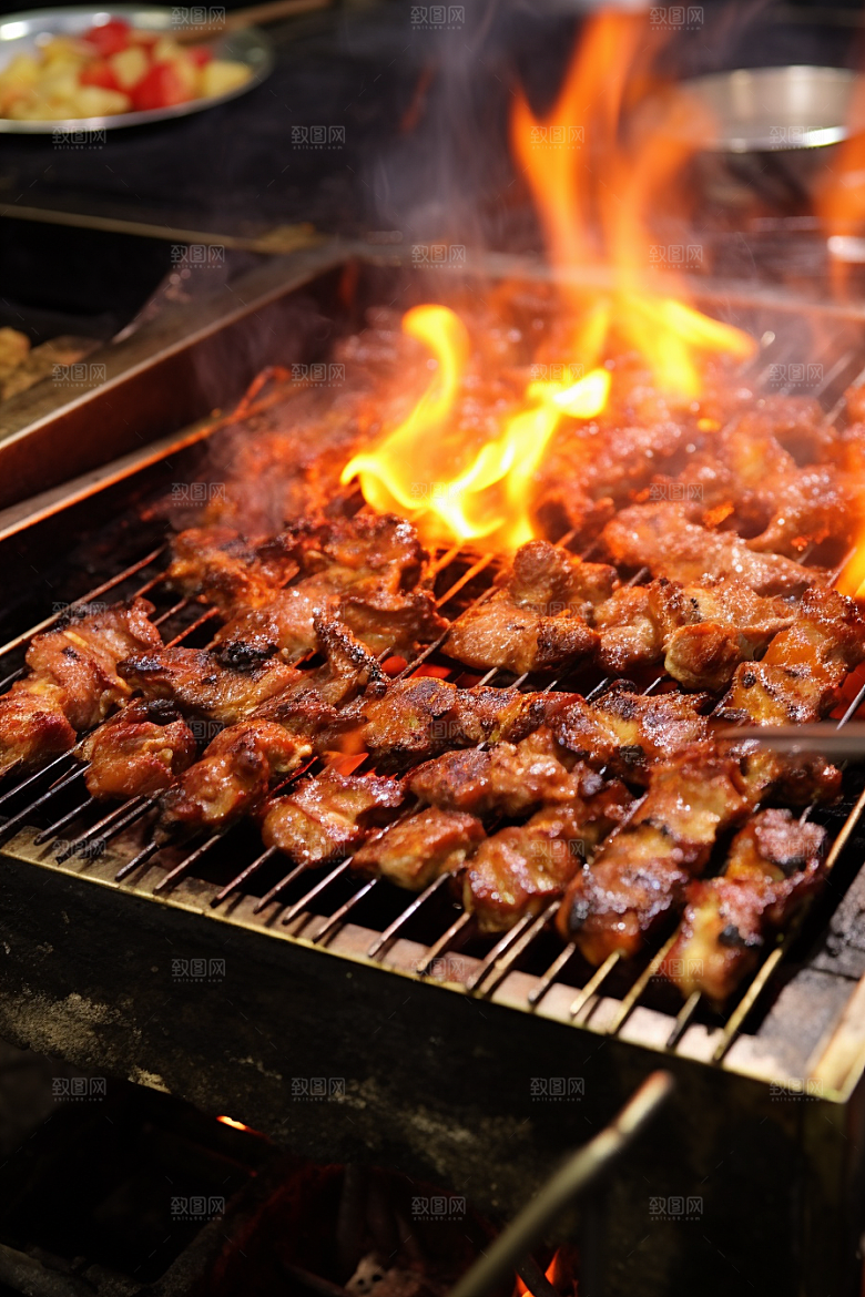 BBQ烧烤肉类烤串摄影图