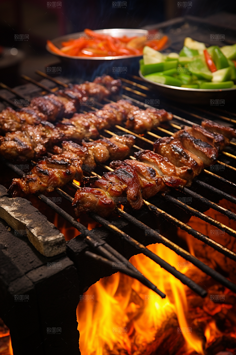 BBQ烧烤肉类火辣摄影图