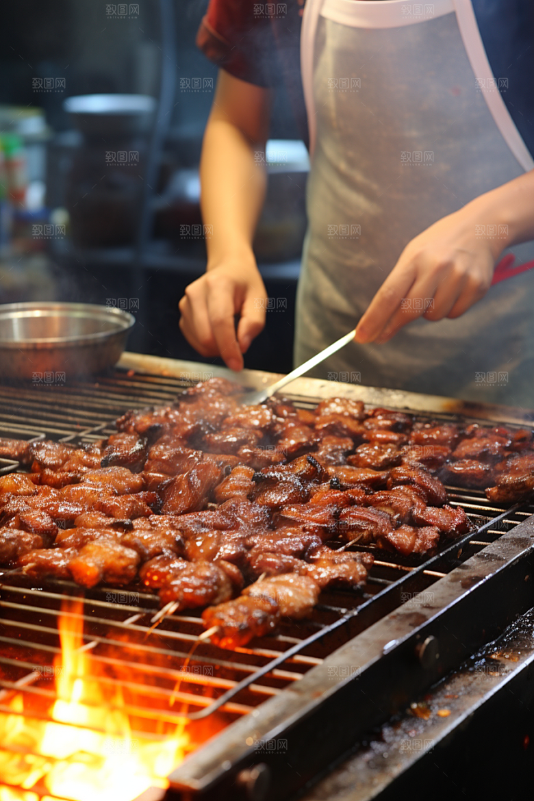 BBQ烧烤聚餐肉类摄影图