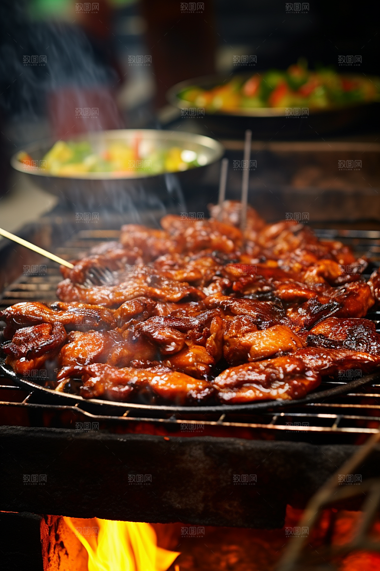 BBQ烧烤聚餐肉串摄影图