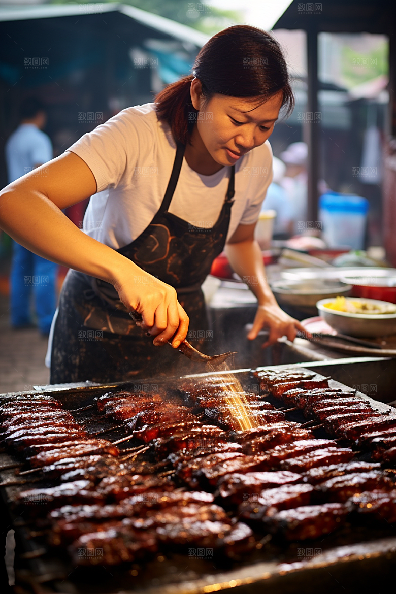 BBQ烧烤火辣肉食摄影图