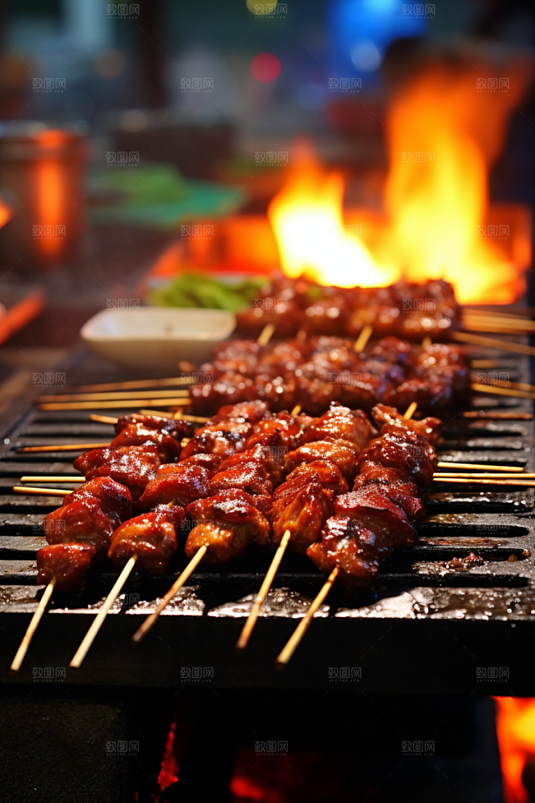 BBQ烧烤火辣聚餐摄影图