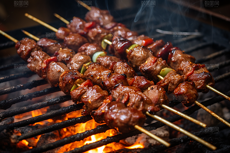 BBQ烧烤肉串肉食摄影图