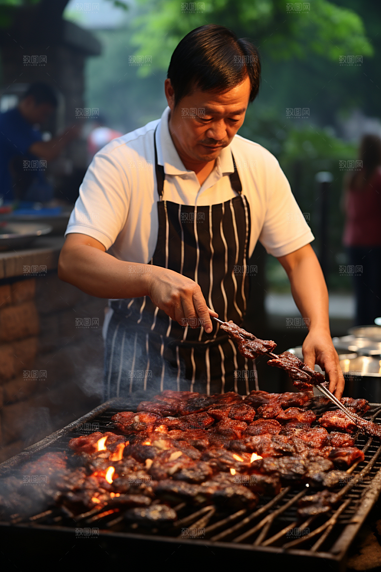 BBQ烧烤火热肉食摄影图