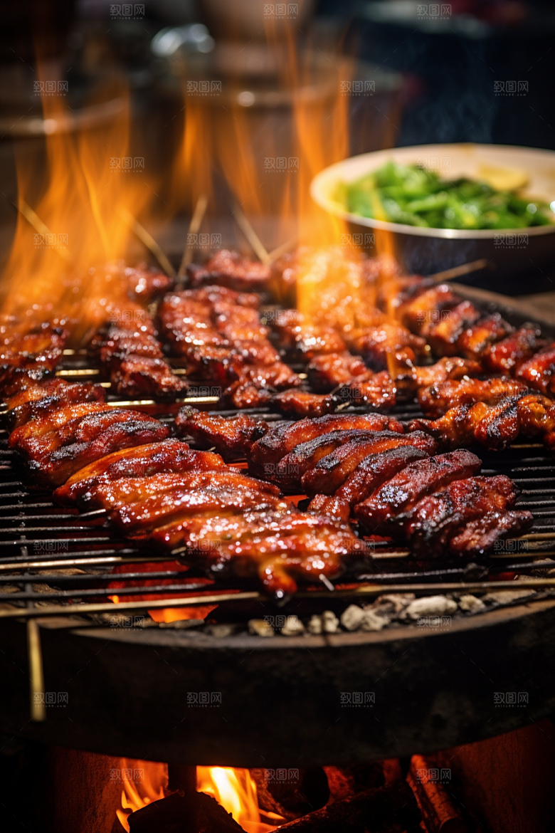 BBQ烧烤肉类美味摄影图