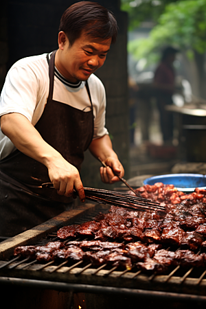 BBQ烧烤火辣肉类摄影图