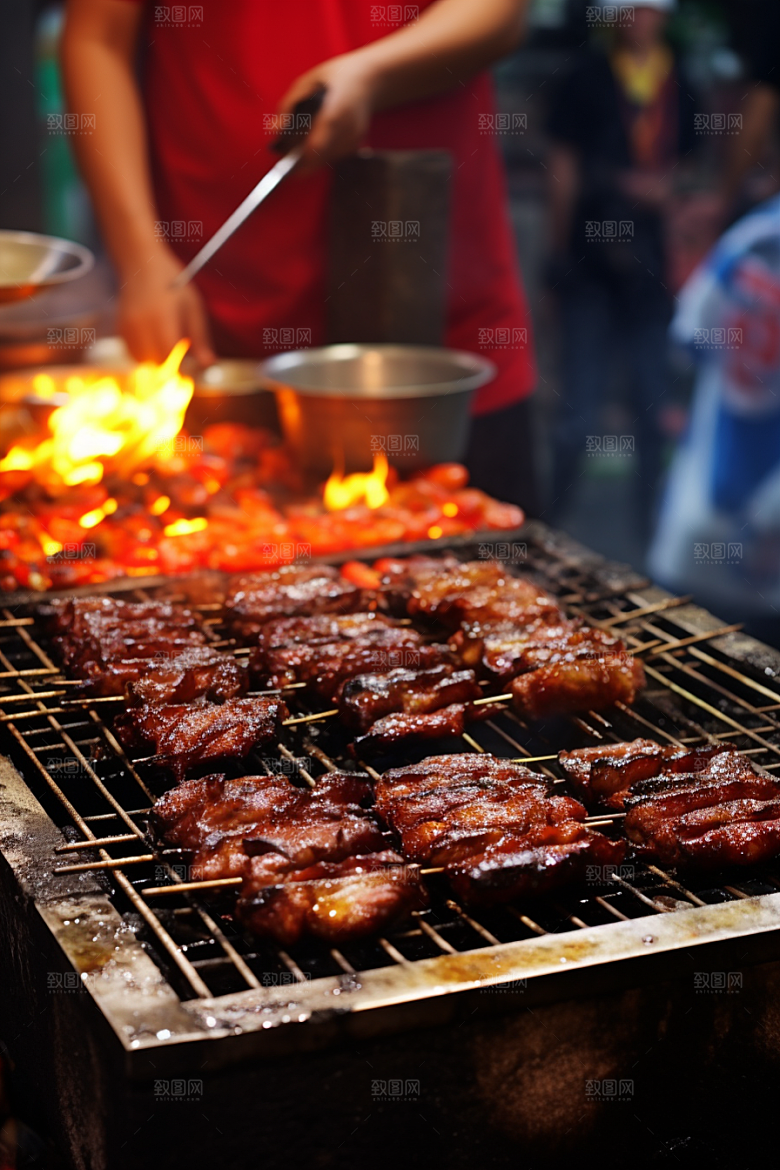 BBQ烧烤烤串聚餐摄影图