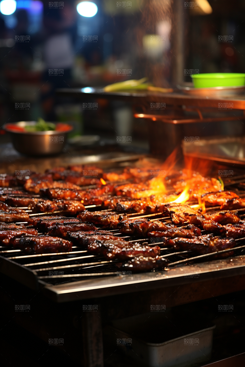 BBQ烧烤肉类美食摄影图
