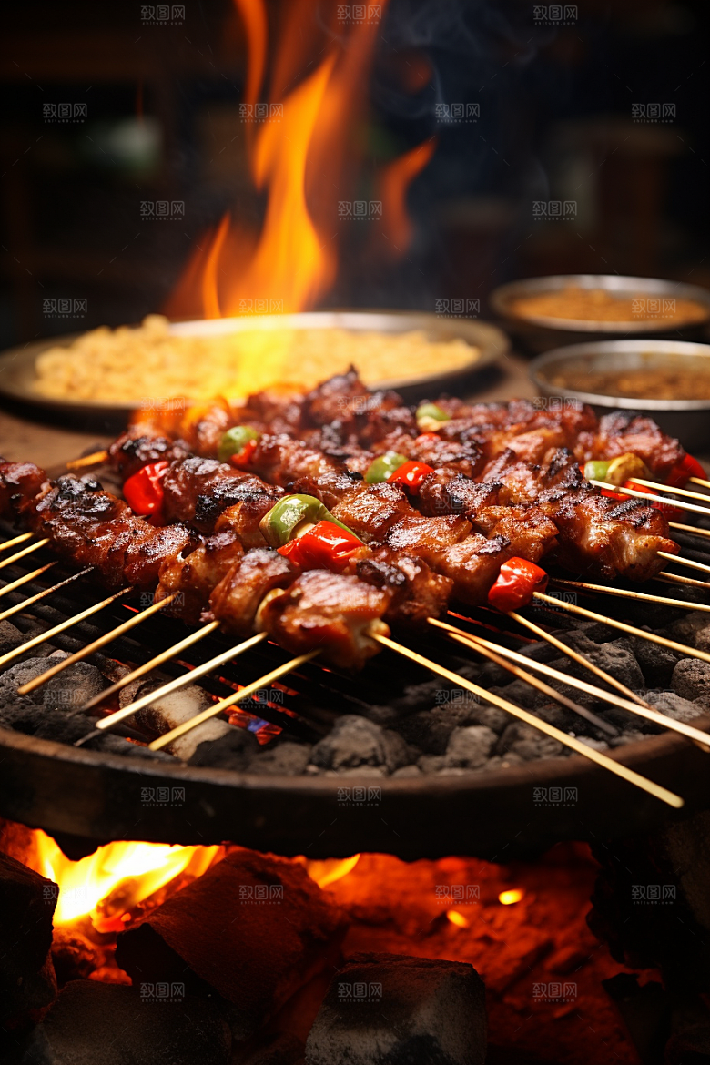 BBQ烧烤肉类聚餐摄影图