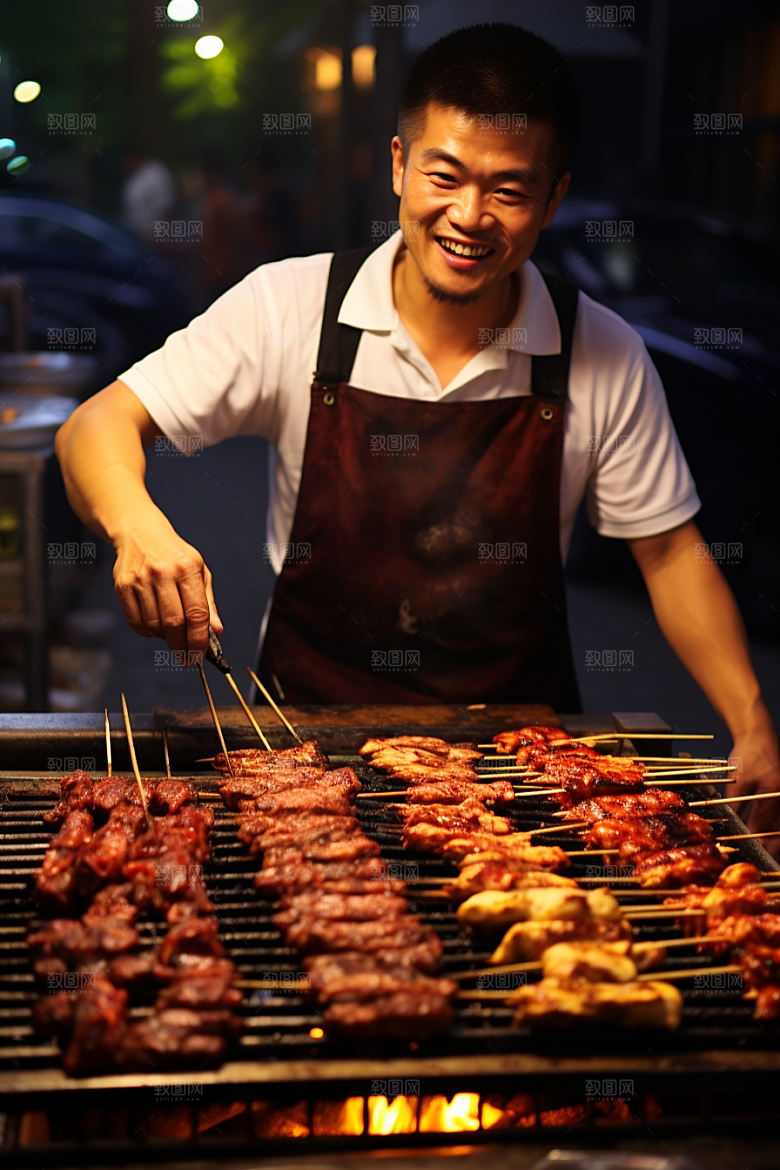 BBQ烧烤高清肉串摄影图