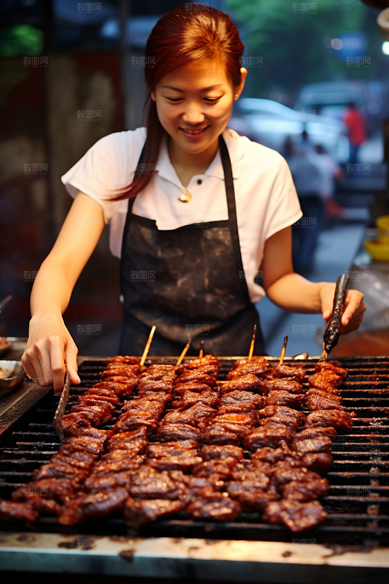 BBQ烧烤美食火辣摄影图