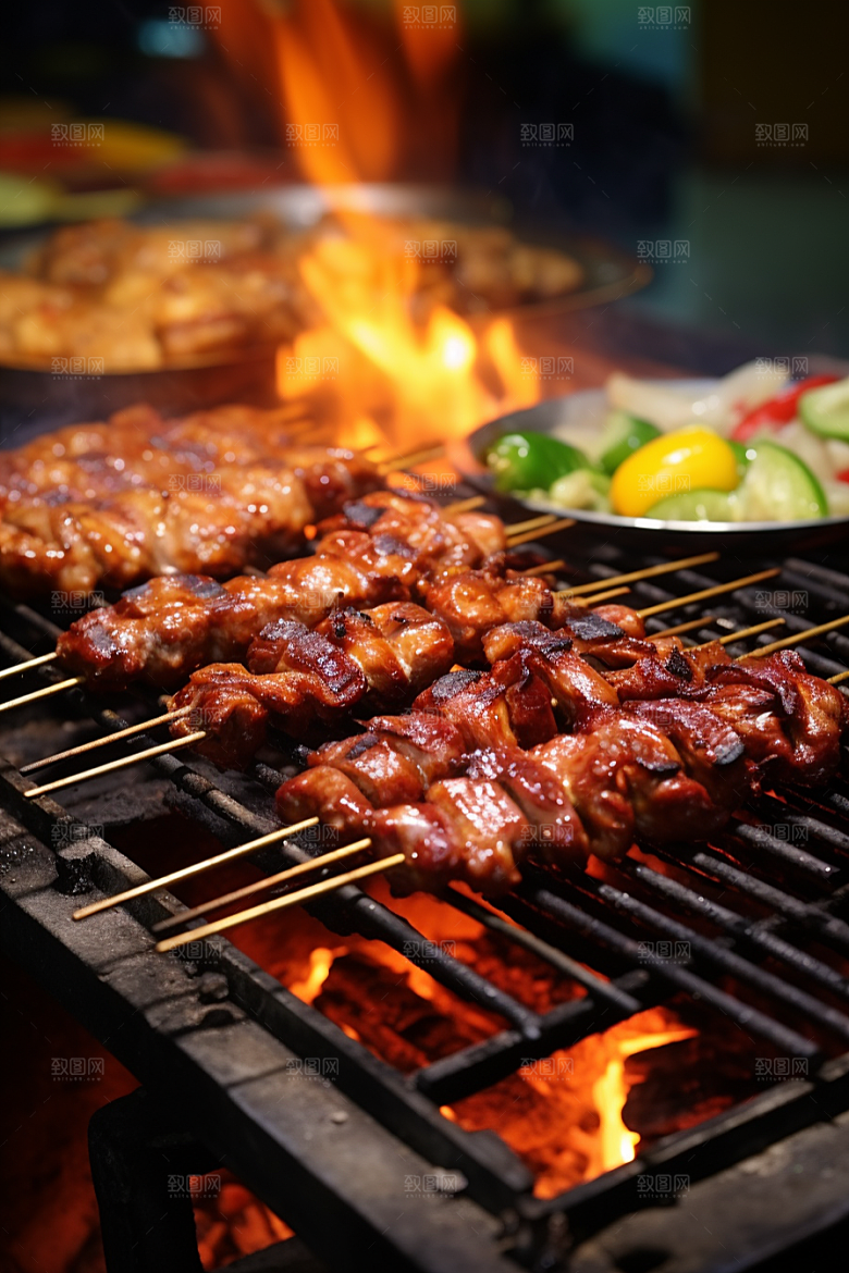 BBQ烧烤烤串美味摄影图