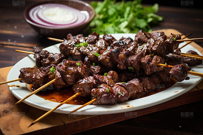 BBQ烧烤肉串火辣摄影图