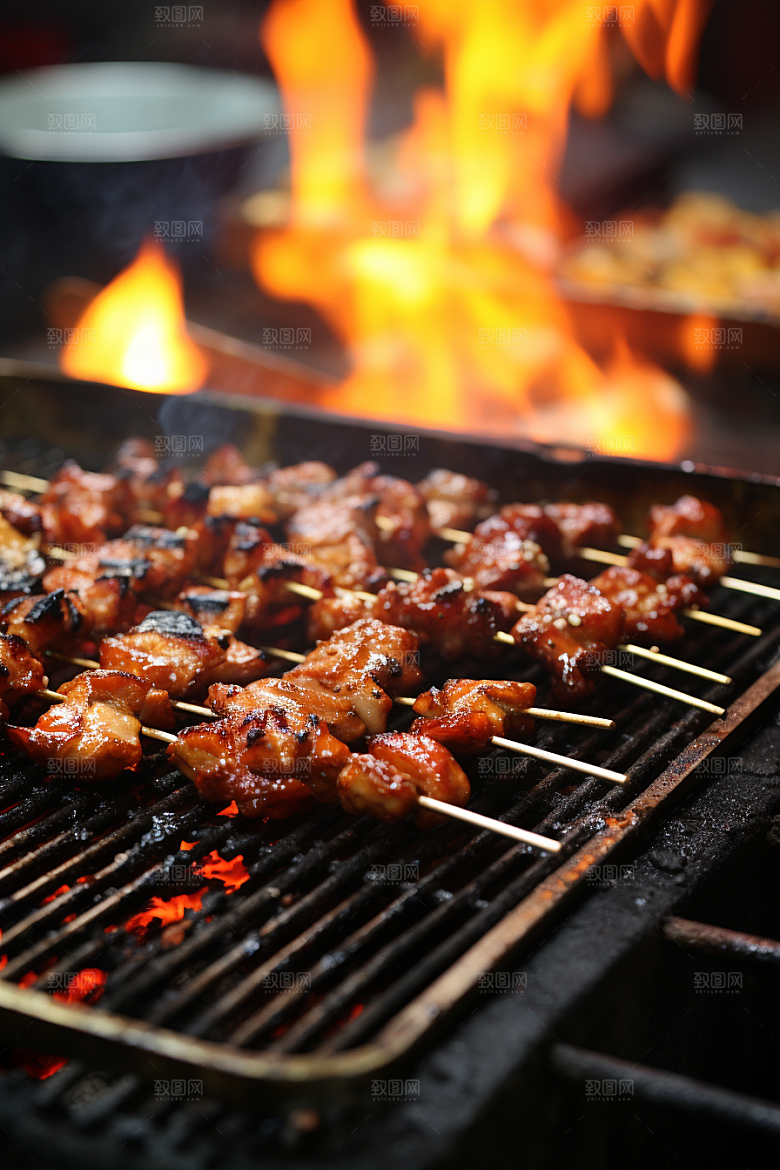 BBQ烧烤烤串美味摄影图
