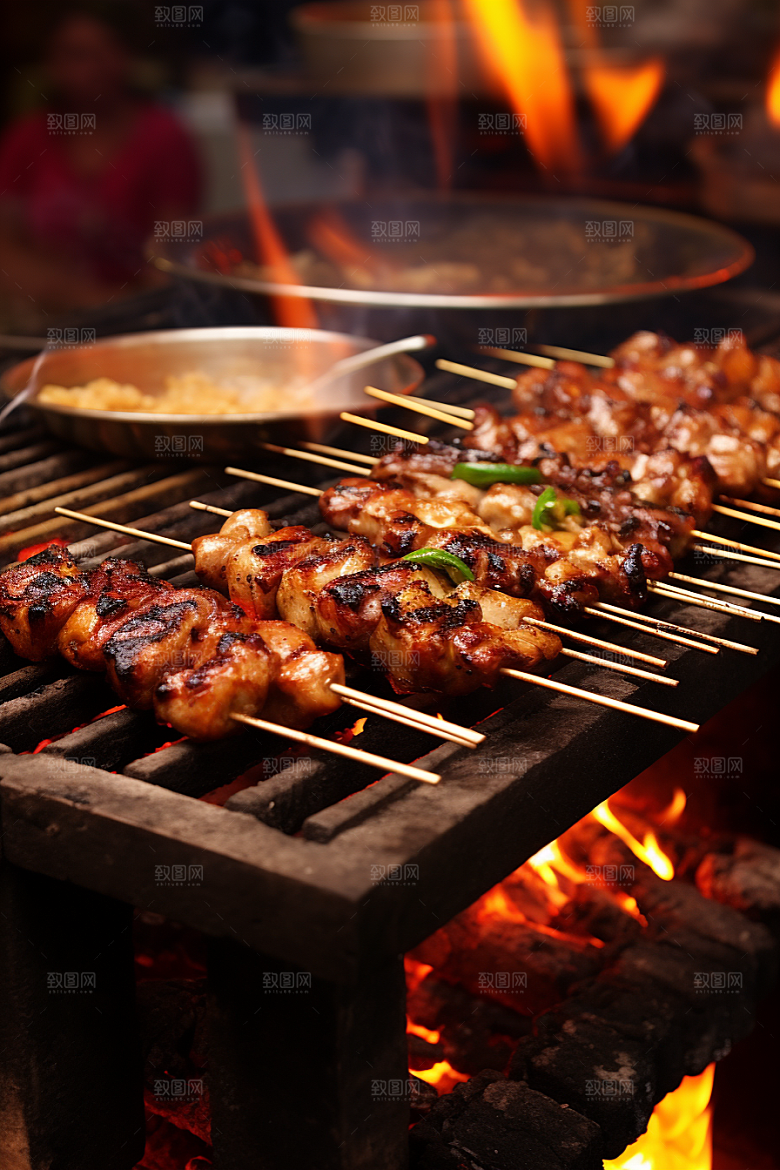 BBQ烧烤烤串火热摄影图
