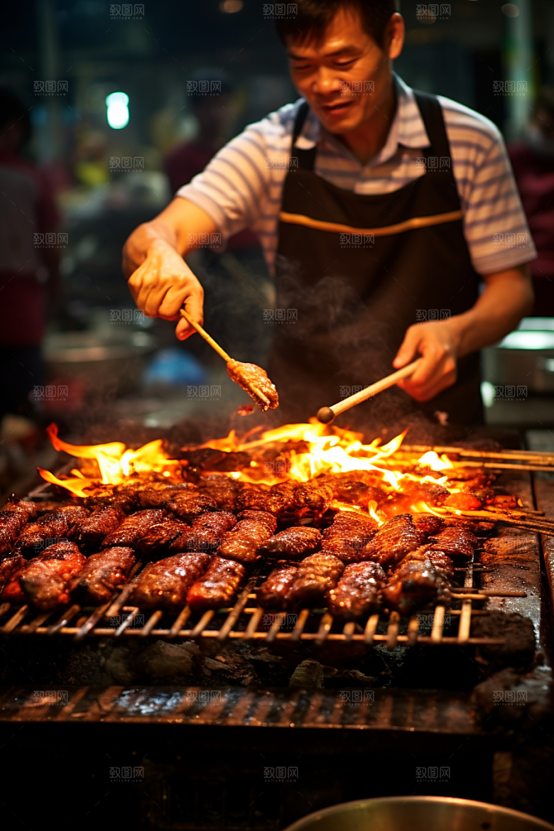 BBQ烧烤聚会烤串摄影图