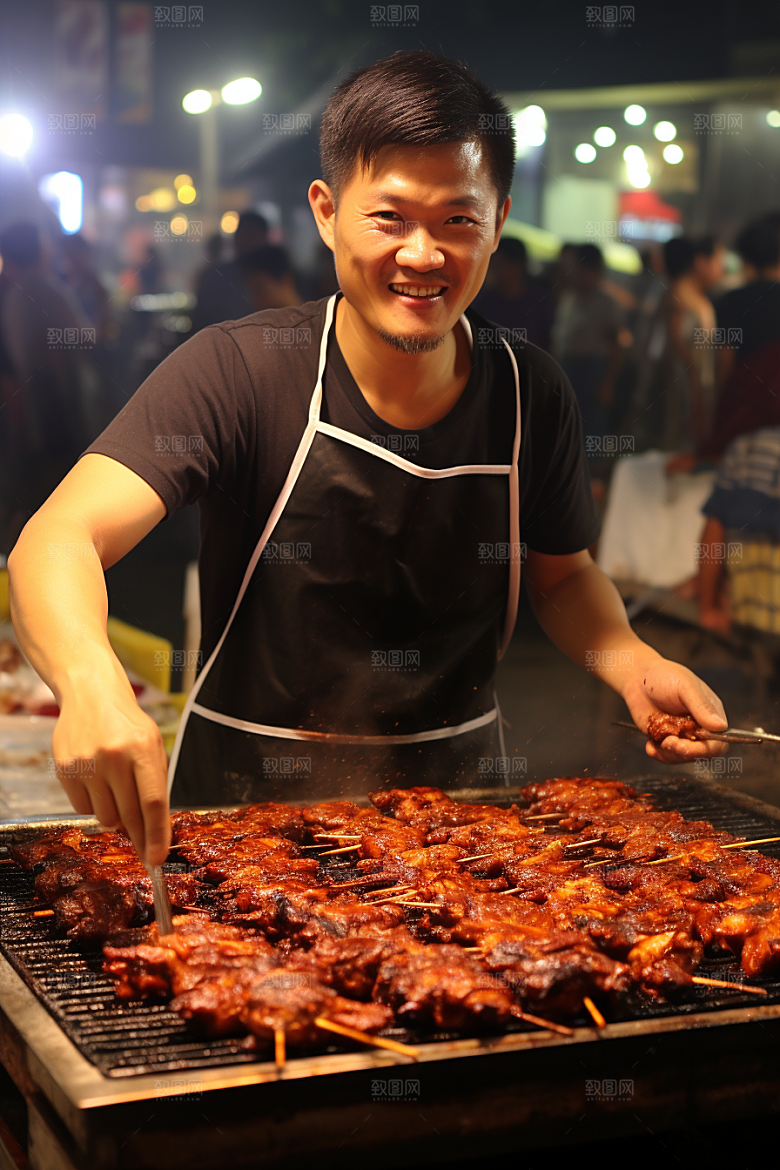 BBQ烧烤肉串高清摄影图