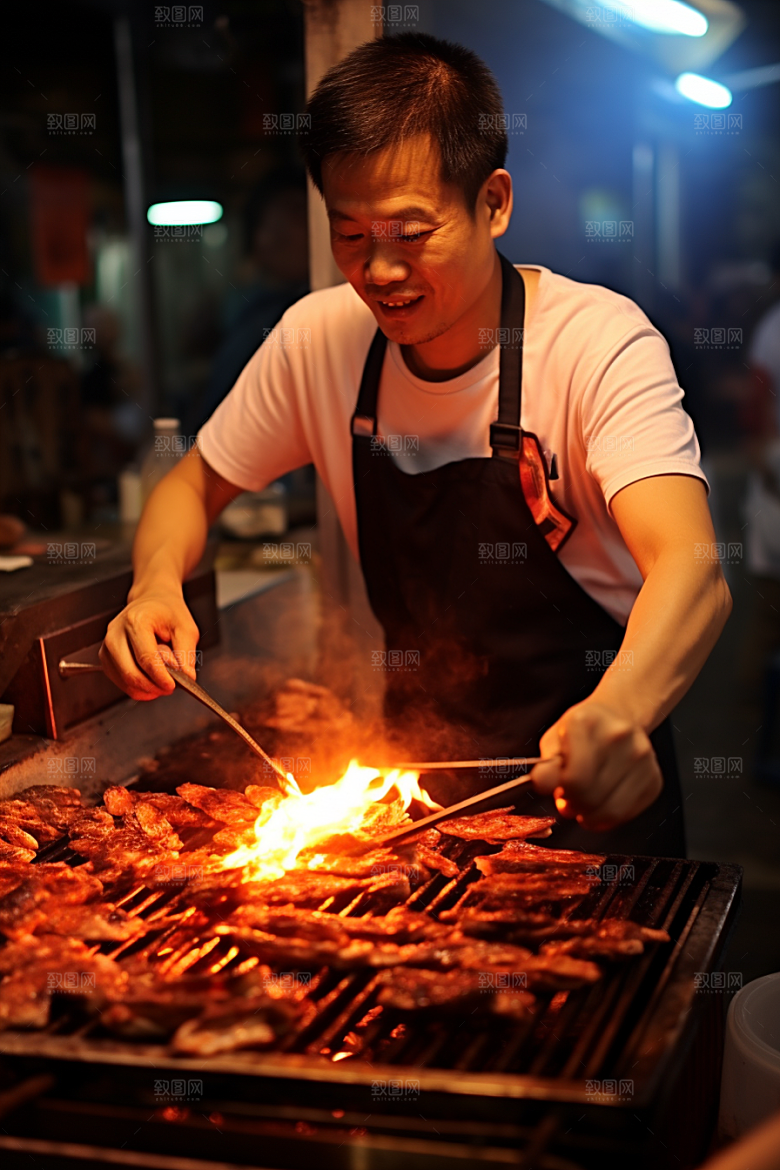 BBQ烧烤火辣肉食摄影图