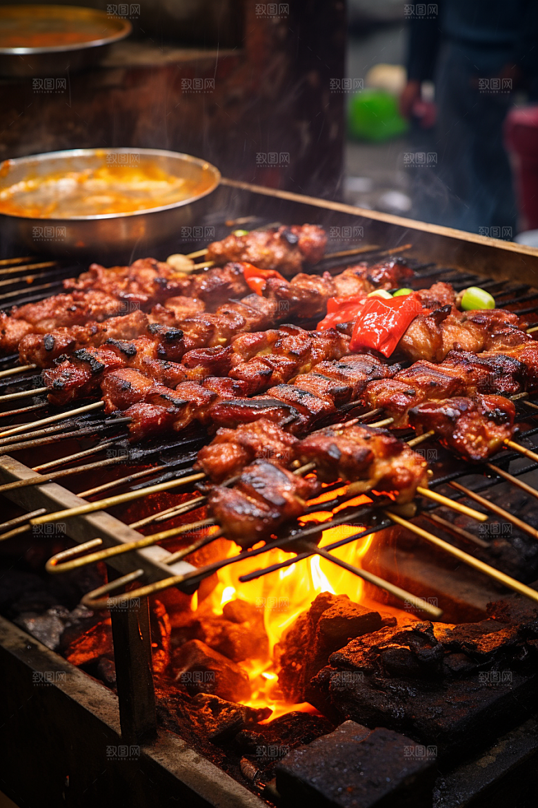 BBQ烧烤肉类美食摄影图