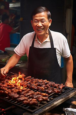 BBQ烧烤肉串火辣摄影图