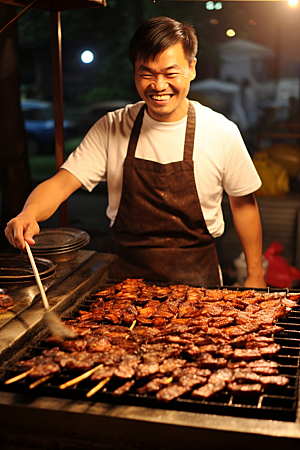 BBQ烧烤肉食火热摄影图