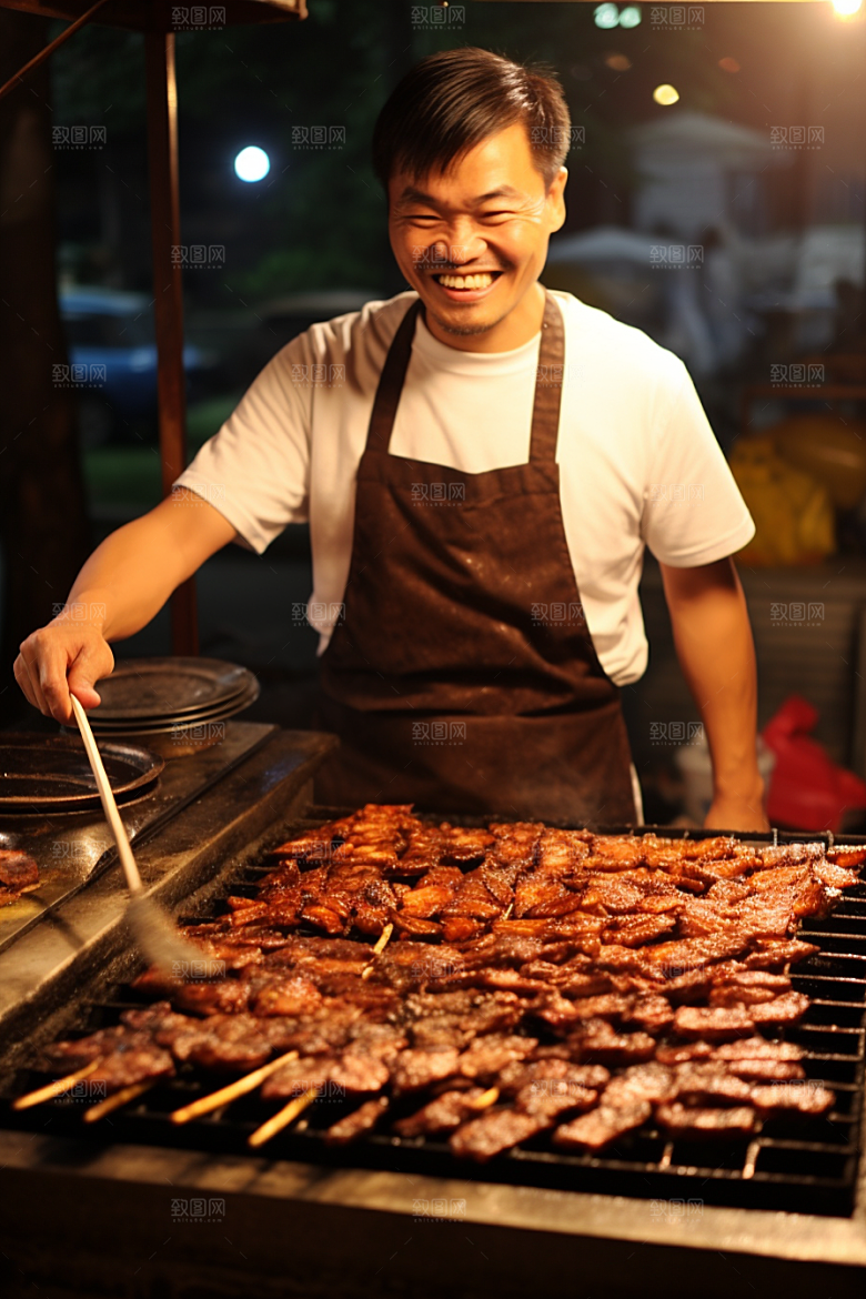 BBQ烧烤肉食火热摄影图