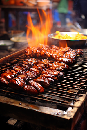 BBQ烧烤聚餐高清摄影图